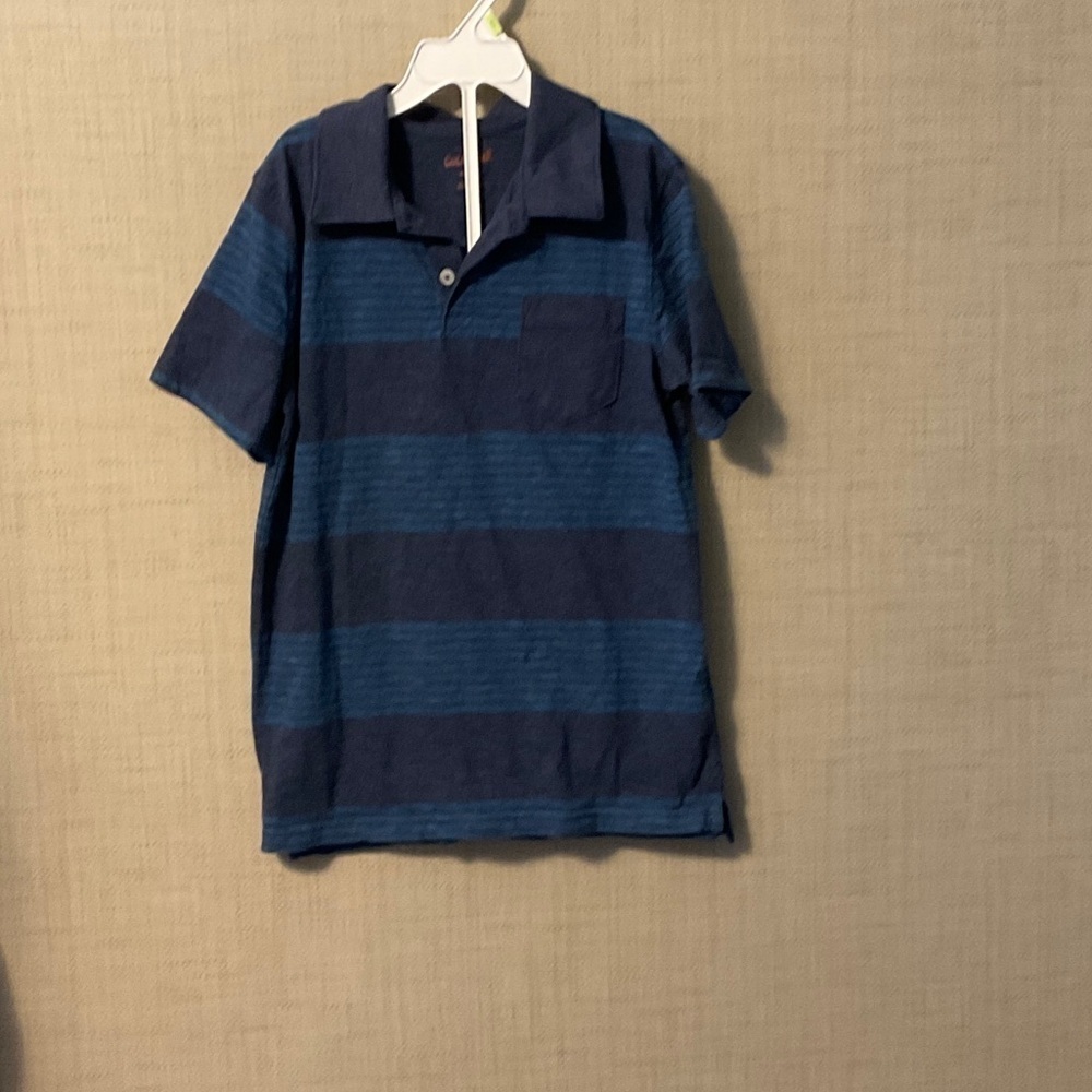 Kids Navy Blue Striped Polo Shirt